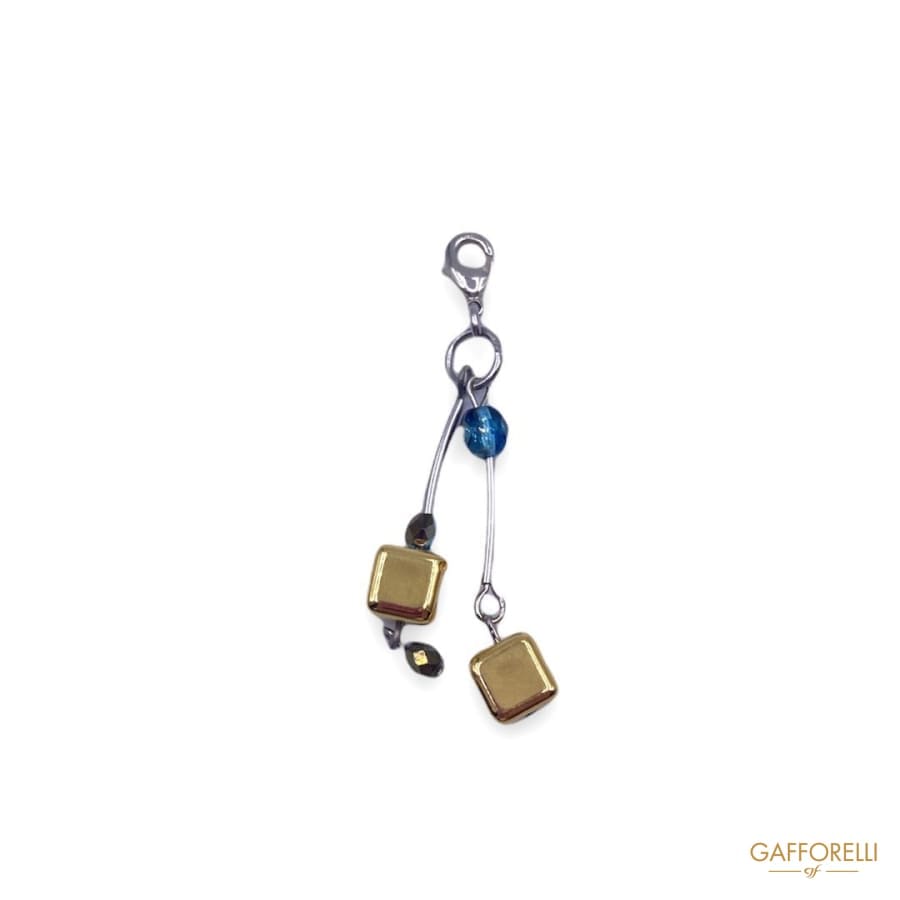 Carabiner Pendant With Beads And Cubes 9156 - Gafforelli Srl
