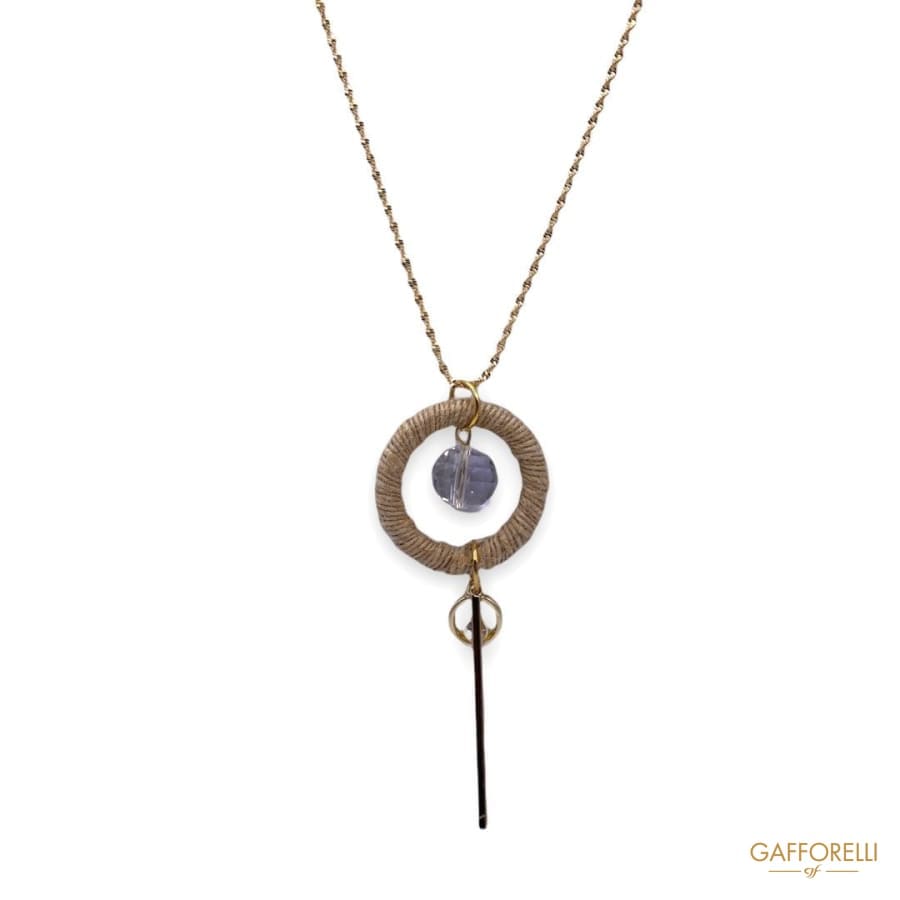 Chain Necklace with Circle Detail and Central Bead C183