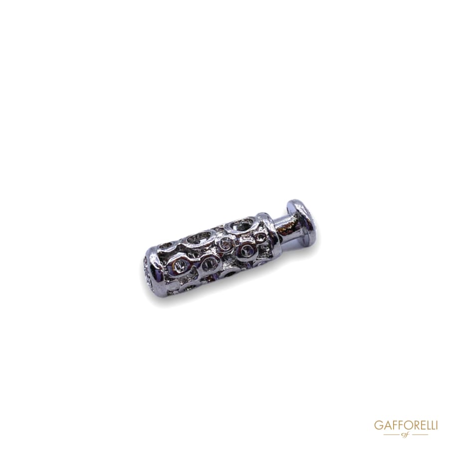 Cord Stopper in Perforated Metal with Rhinestones 5522