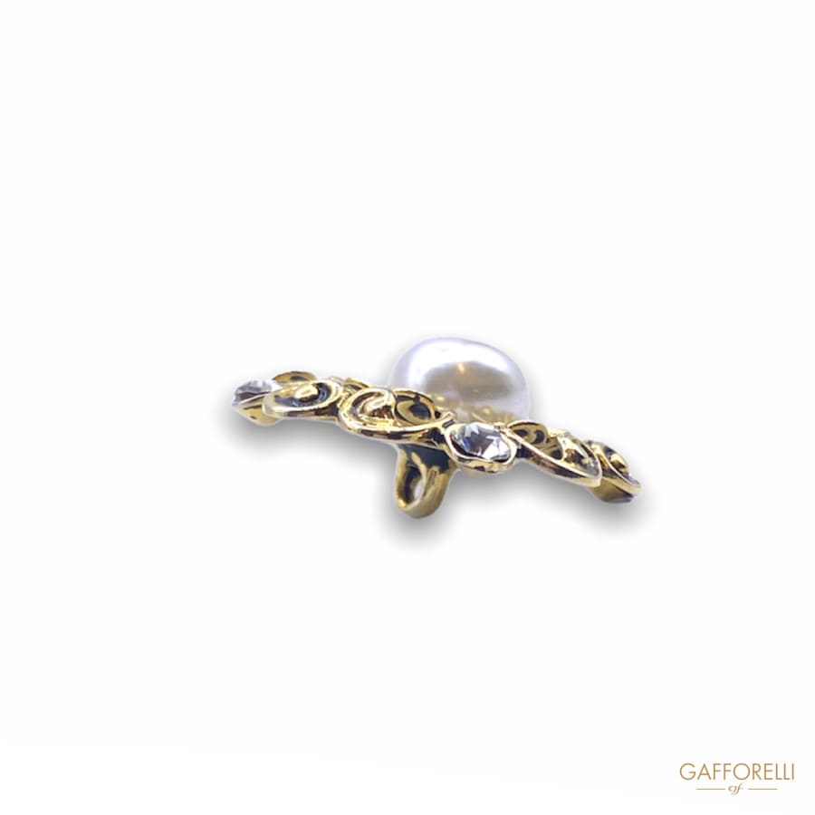 Elegant Button With Central Pearl And Swarovski A412 -