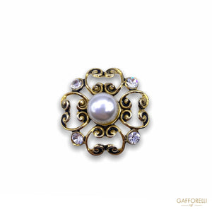 Elegant Button With Central Pearl And Swarovski A412 -