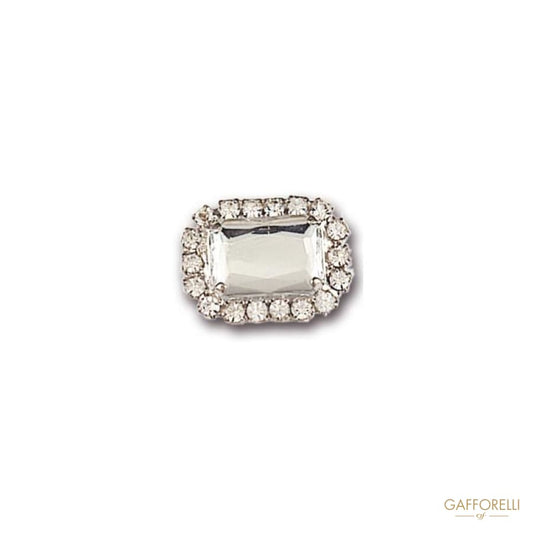 Elegant Cufflink Decorated with Rhinestones on Border 2 Cm