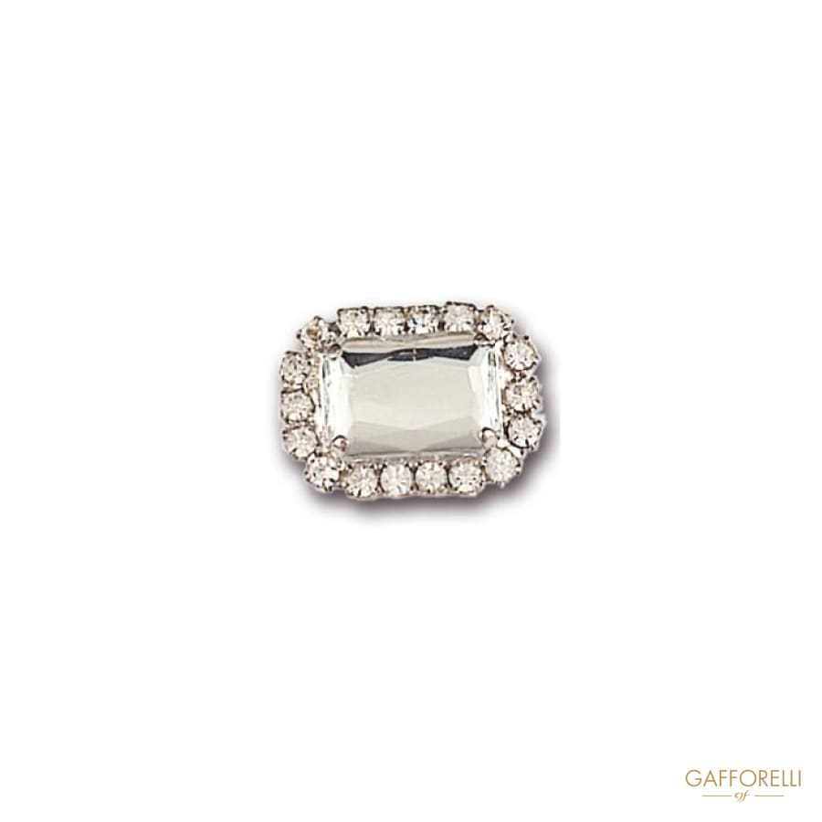 Elegant Cufflink Decorated with Rhinestones on Border 2 Cm