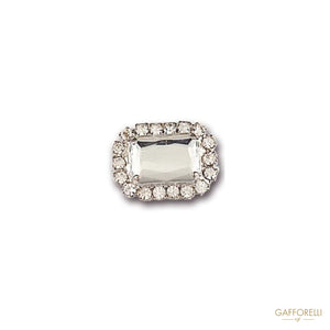 Elegant Cufflink Decorated with Rhinestones on Border 2 Cm