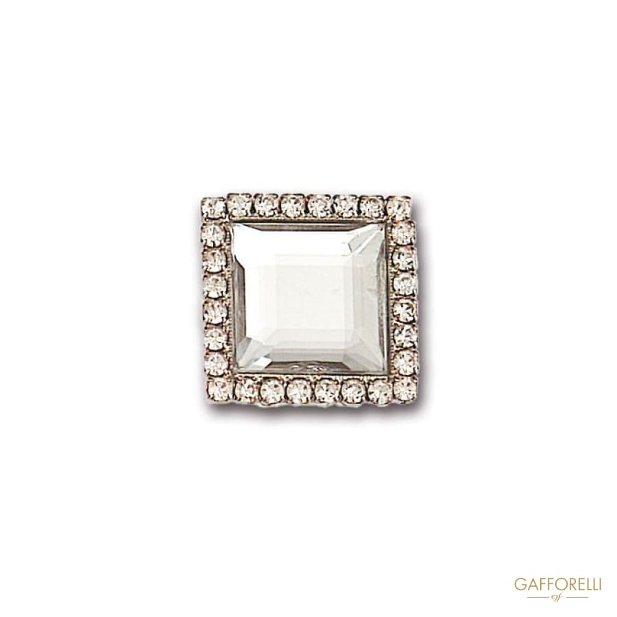 Elegant Cufflink Decorated with Rhinestones on Border 2 Cm