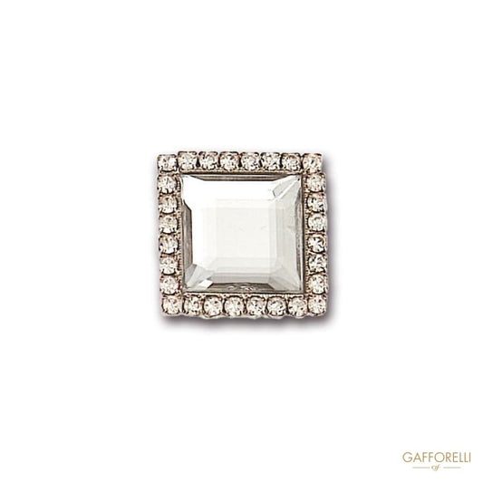 Elegant Cufflink Decorated with Rhinestones on Border 2 Cm