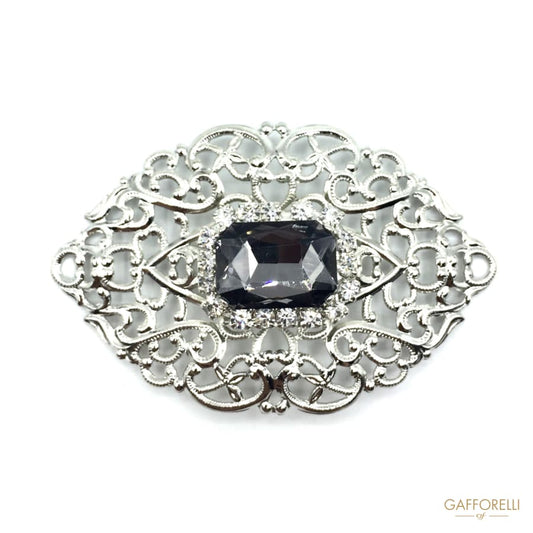 Elegant Nikel Plaque with Rhinestones 6 Cm - Art. 232 u