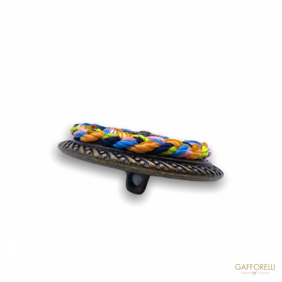 Ethnic Metal Button with Colored Threads B163 - Gafforelli