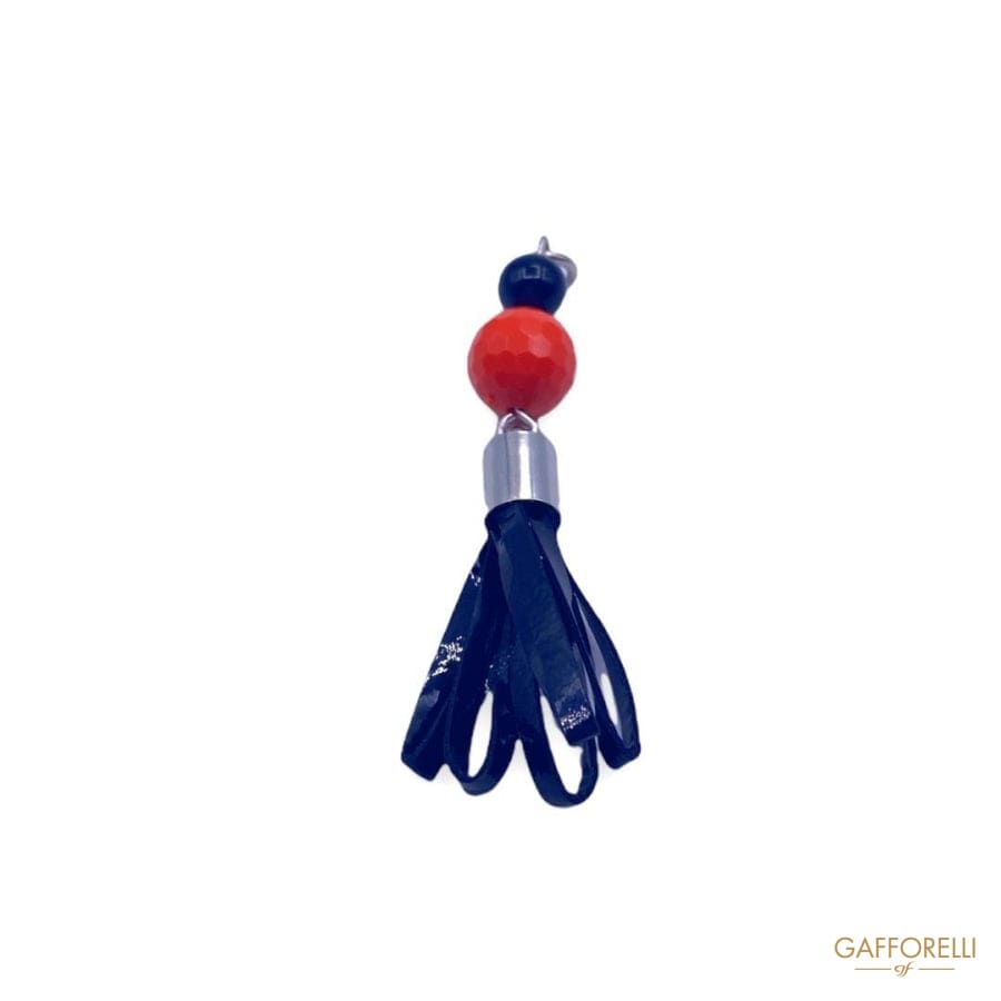 Faux Leather Tassel With Polyester Beads H220 - Gafforelli