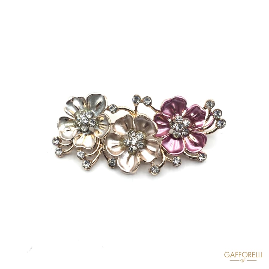Floral Style And Rhinestones Brooch 4 Cm - Art. 9209