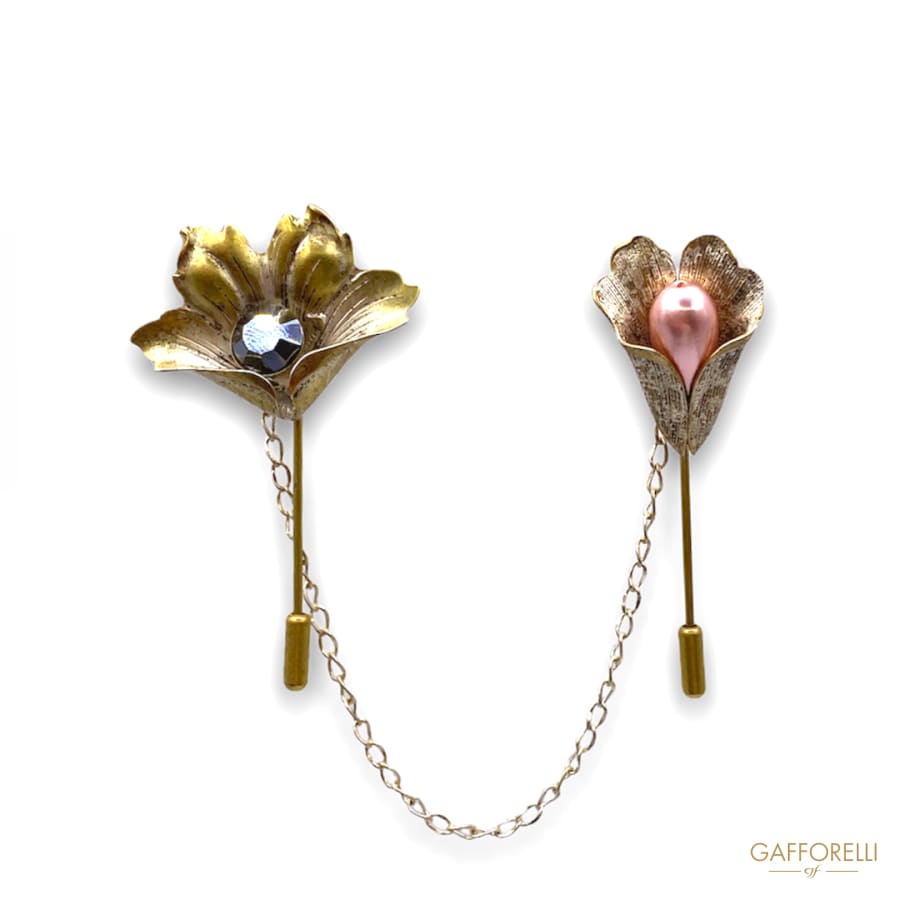 Flower Brooches With Pendant Chain A160 - Gafforelli Srl
