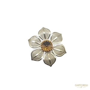 Flower Button With Central Swarovski A548 - Gafforelli Srl