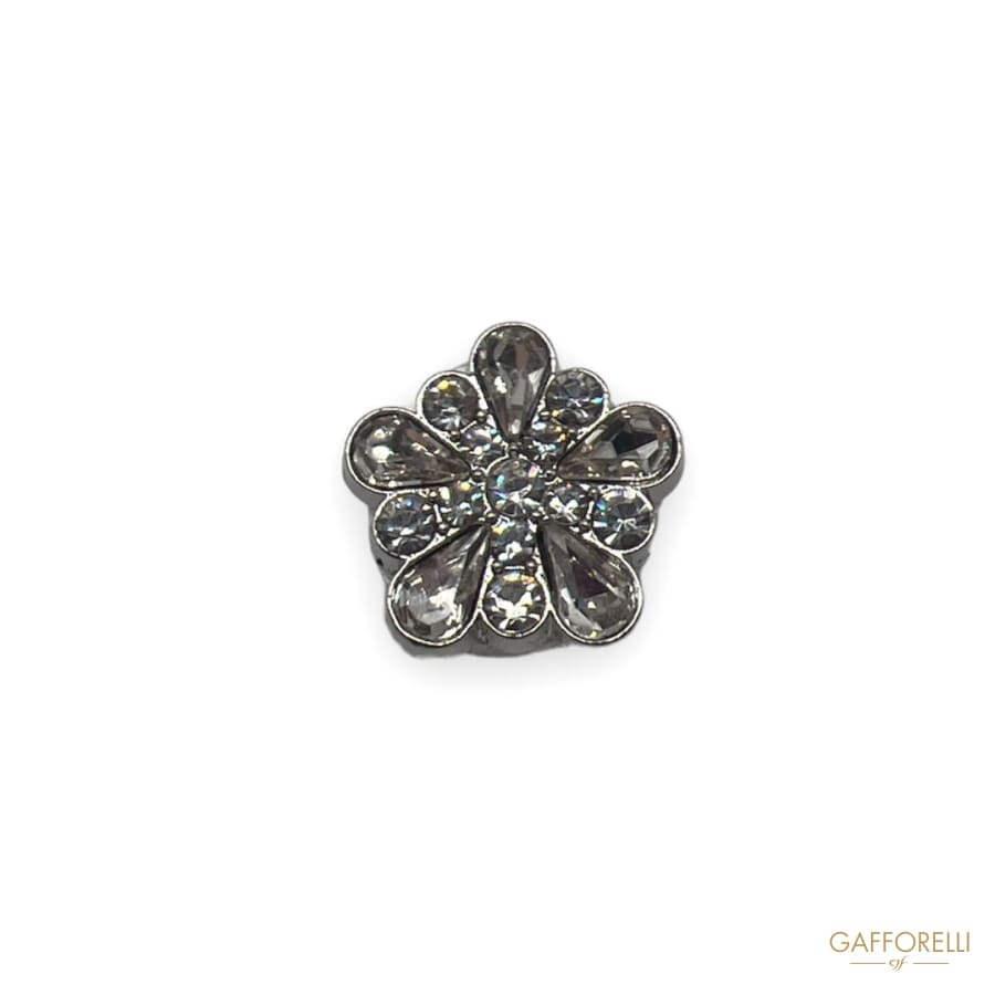 Flower Button With Rhinestones And Crystal Stones A566 -