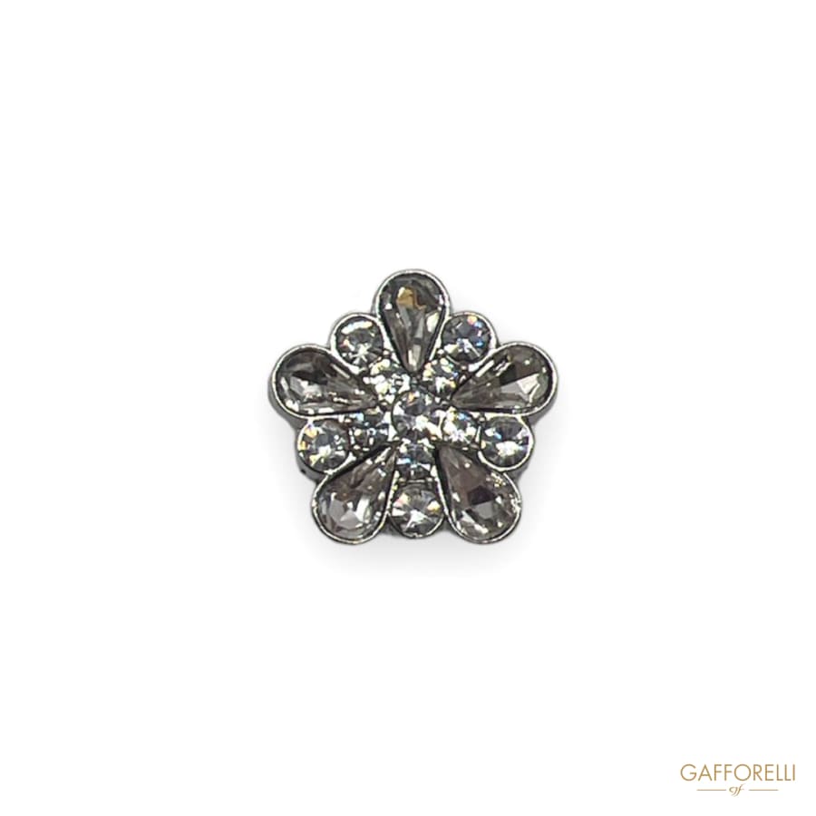 Flower Button With Rhinestones And Crystal Stones A566 -