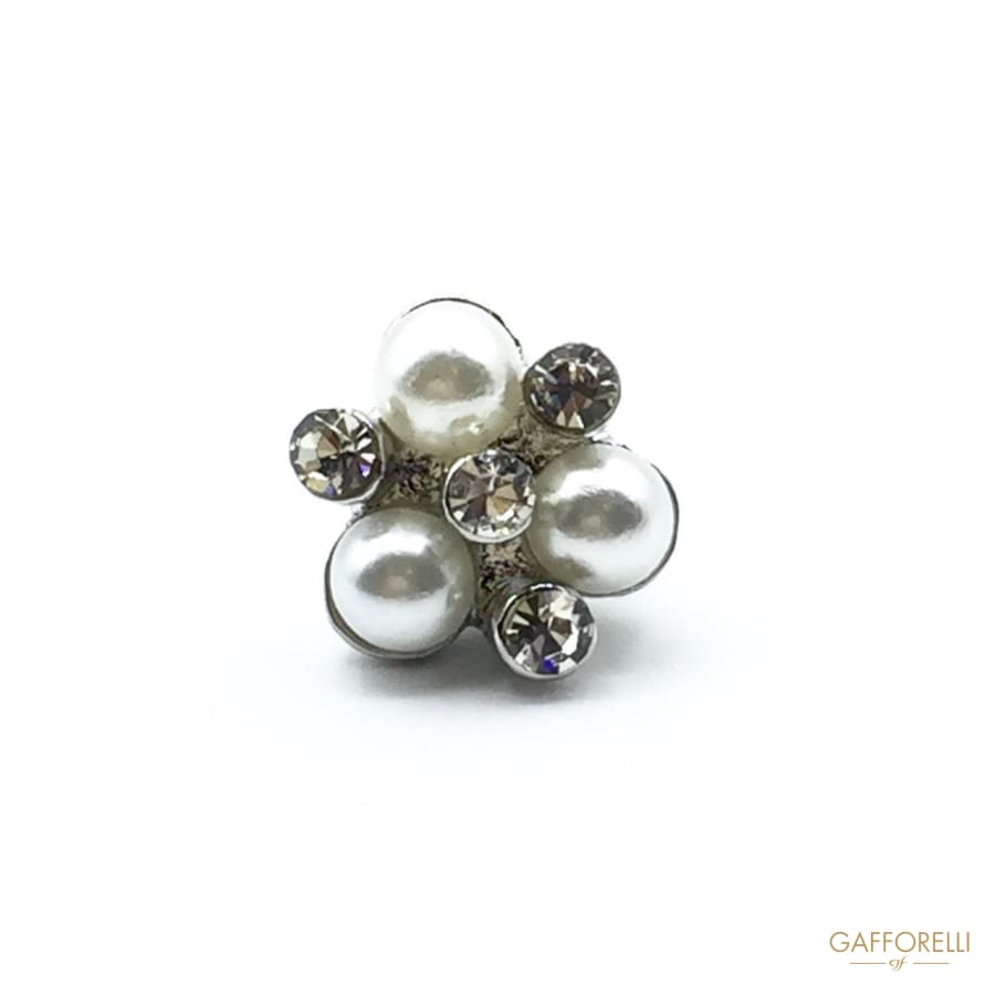 Flower Buttons with Rhinestones and Pearls - Art. 9104