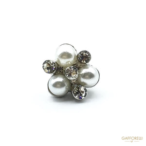 Flower Buttons with Rhinestones and Pearls - Art. 9104