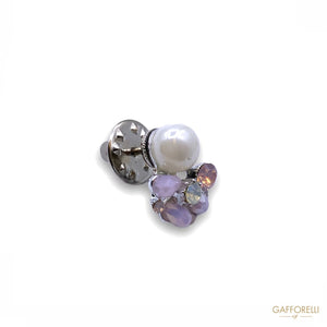Flower Pins With Pearls And Rhinestones A121 - Gafforelli