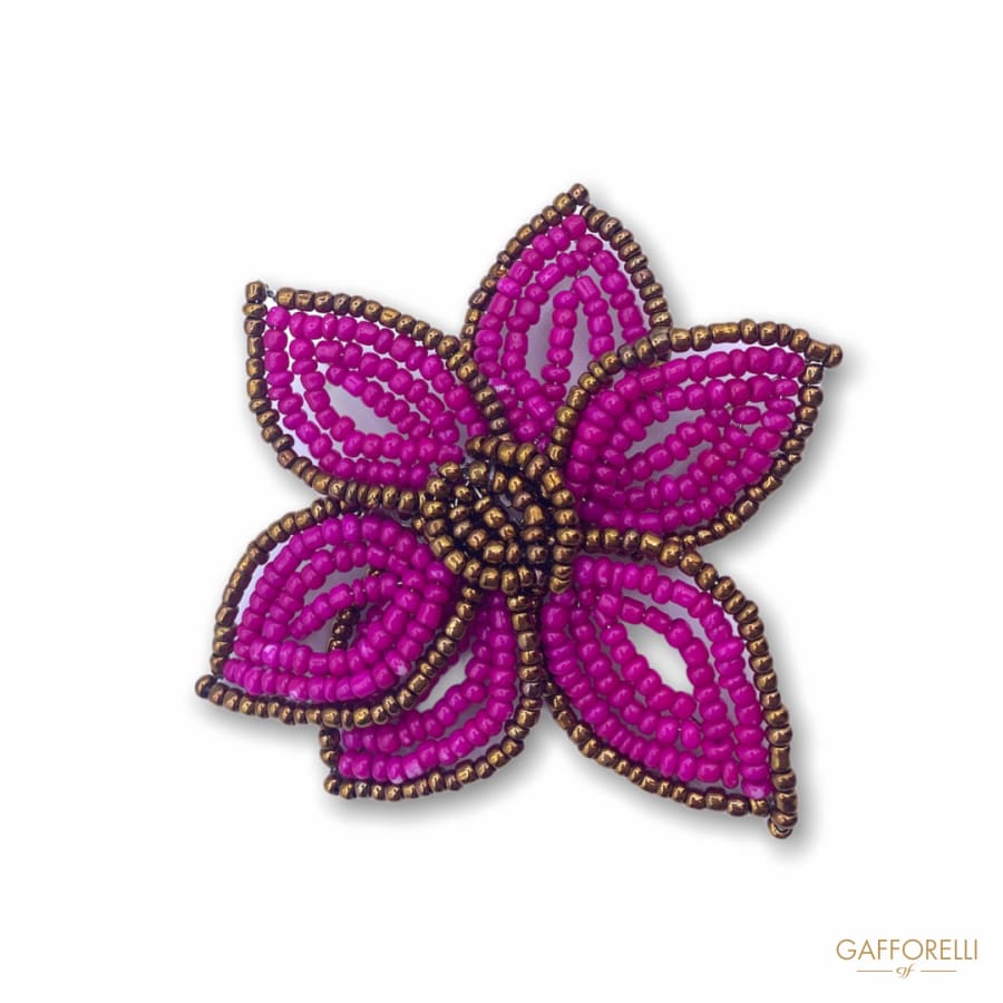 Flower Shaped Brooch With Colored Beads H276 - Gafforelli