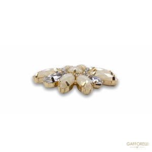 Flower - Shaped Jewel Button With Rhinestones A416 -