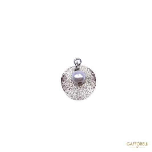Glitter Effect Circle Pendant with Pearl A417 - Gafforelli
