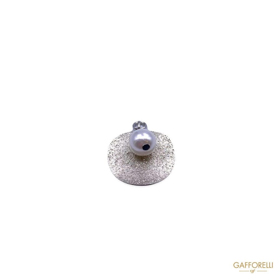 Glitter Effect Circle Pendant with Pearl A417 - Gafforelli