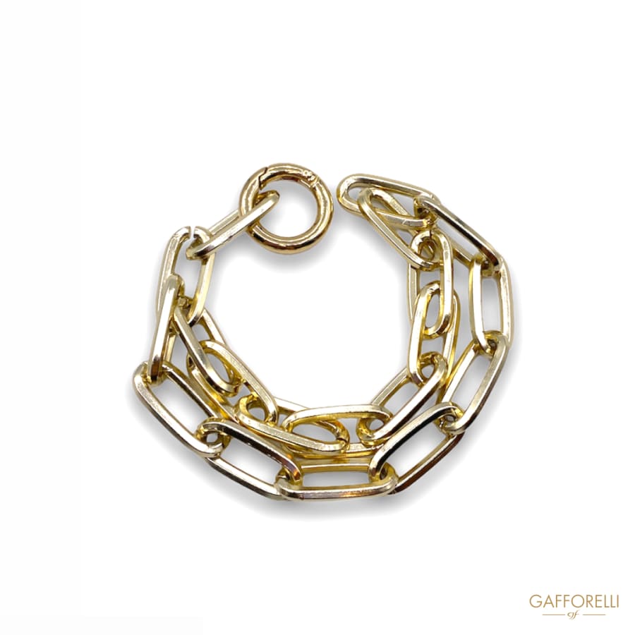 Gold Color Steel Chain Bracelet with Ring Detail Closure 03