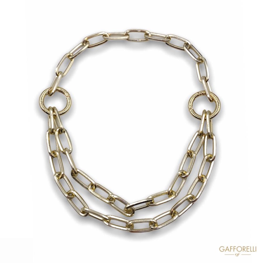 Gold-colored Steel Chain Necklace with Clasp and Ring