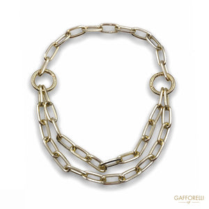 Gold-colored Steel Chain Necklace With Clasp And Ring Detail