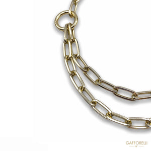 Gold-colored Steel Chain Necklace with Clasp and Ring
