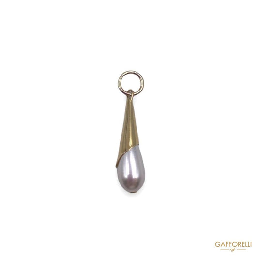 Gold Colored Zip Puller with Teardrop Pearl D266