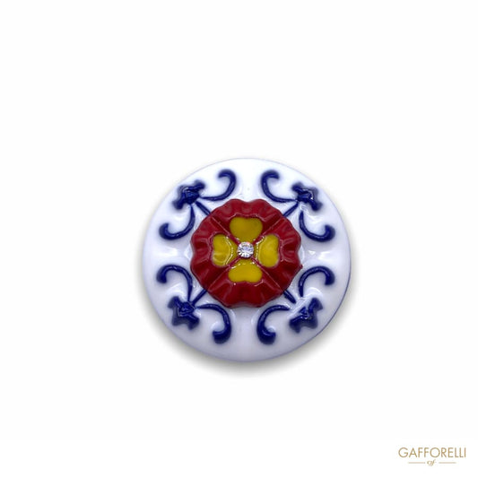 Indian Style Button with Central Rhinestones D255