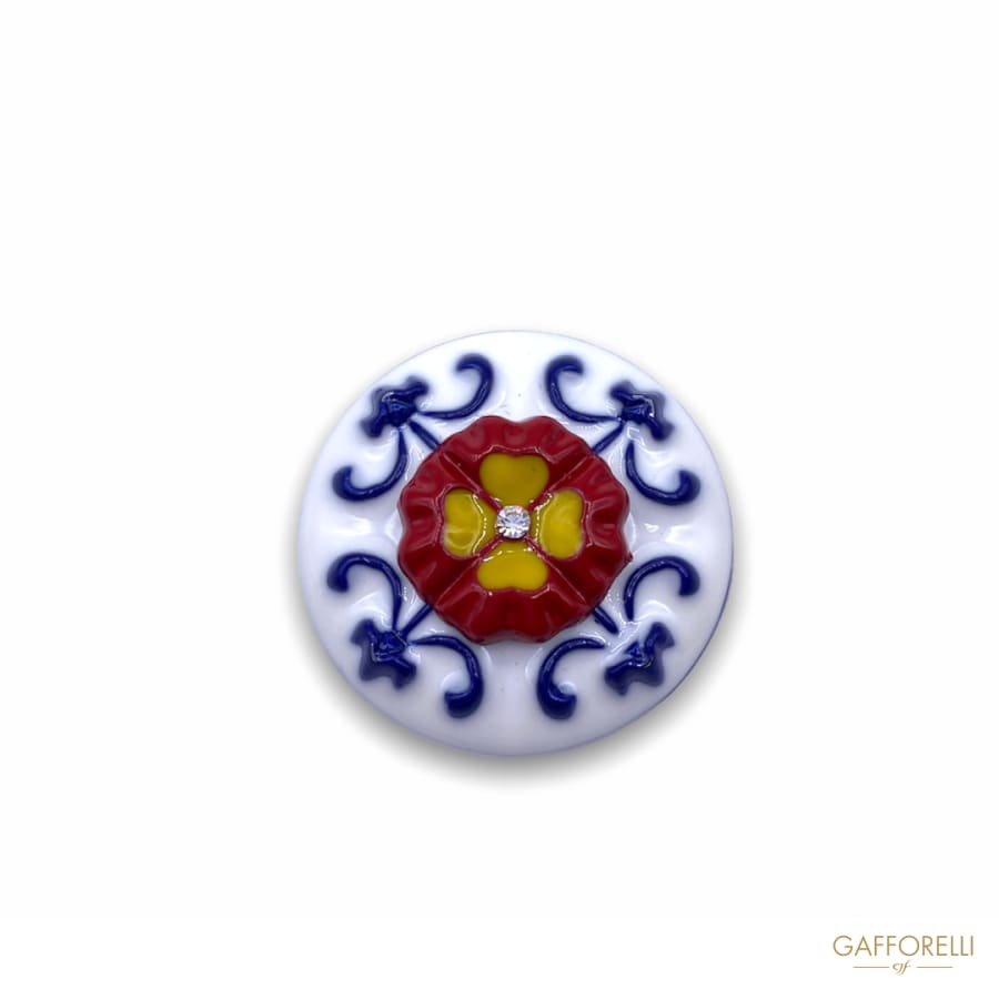Indian Style Button With Central Rhinestones D255 -