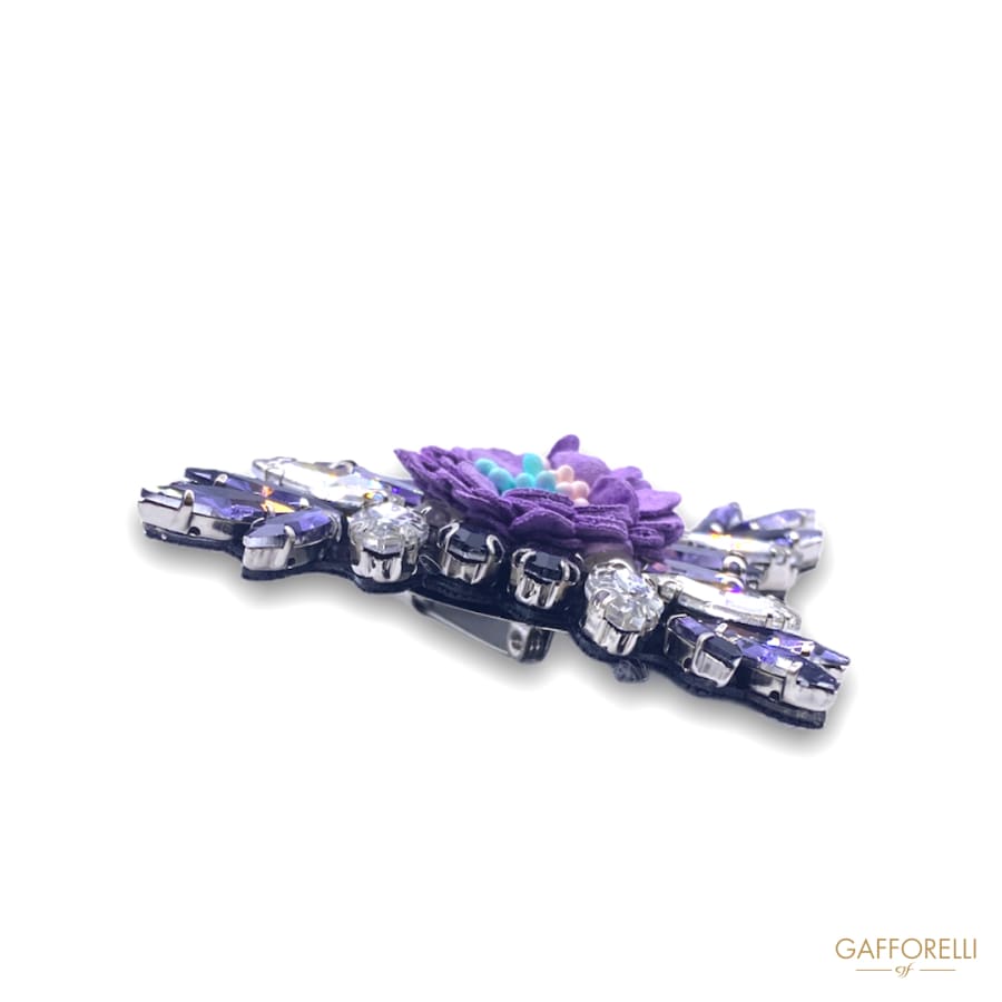 Jewel Brooch With Lilac And White Rhinestones H234- – GAFFORELLI SRL