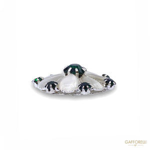 Jewel Button With Stones And Swarovski A454 - Gafforelli Srl