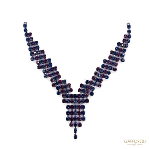 Jewel Metal Neckline With Blue And Fuchsia Rhinestones A357