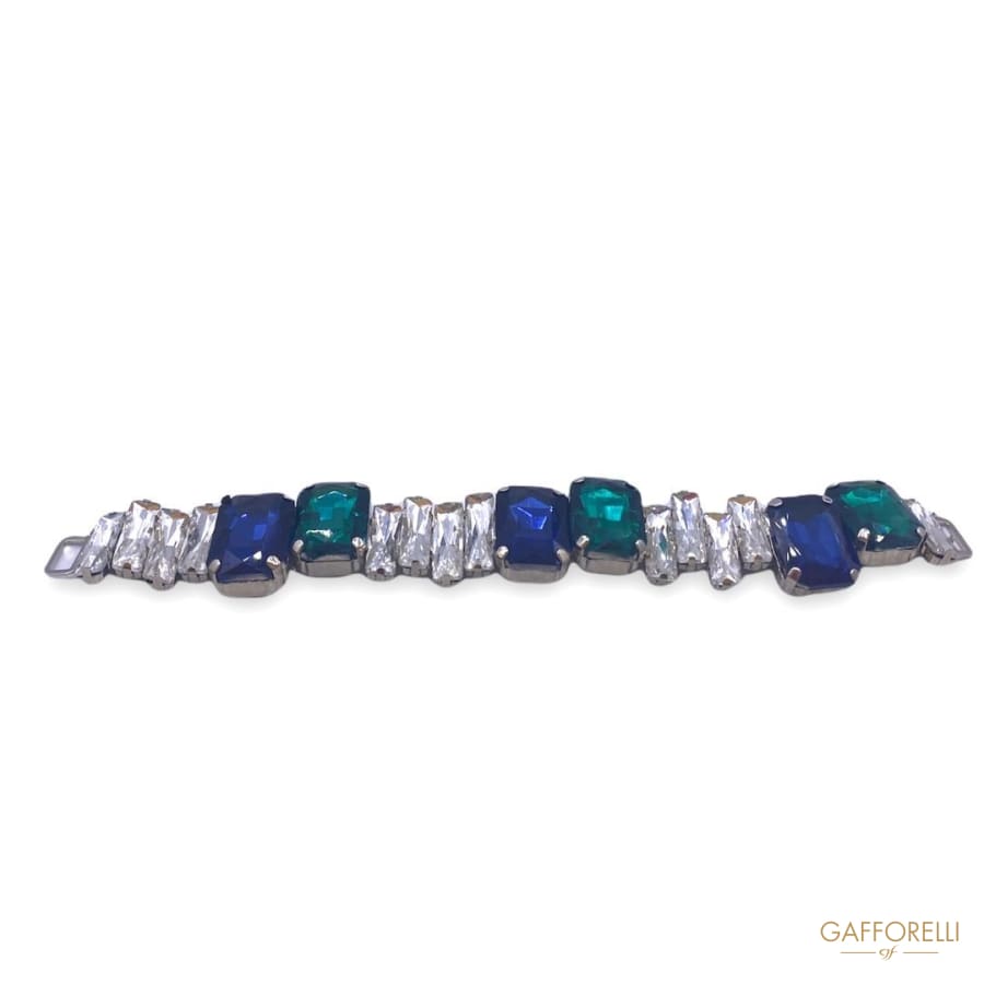 Jewel Neckline with Crystal Blue and Green Swarovski Stones