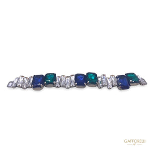 Jewel Neckline with Crystal Blue and Green Swarovski Stones