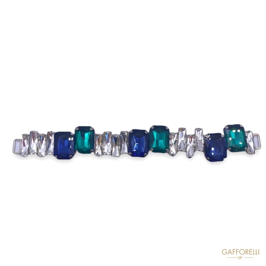 Jewel Neckline with Crystal Blue and Green Swarovski Stones