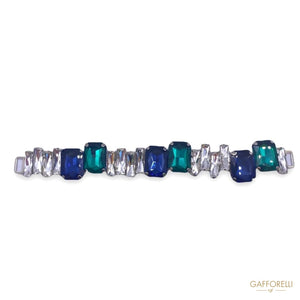 Jewel Neckline with Crystal Blue and Green Swarovski Stones