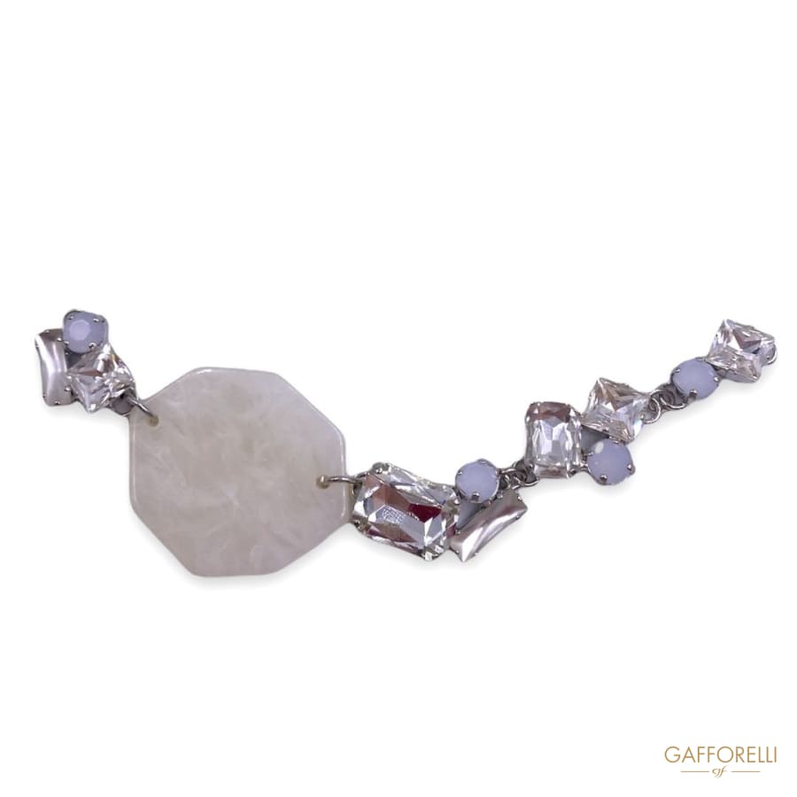 Jewel Neckline with Crystal Stones and White Octagon A369
