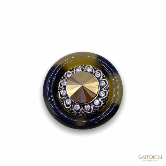Jewel Polyester Button with Rhinestones D327 - Gafforelli