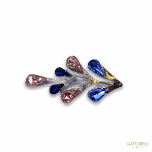 Leaf-shaped Brooch With Metal Base And Swarovski Stones A434
