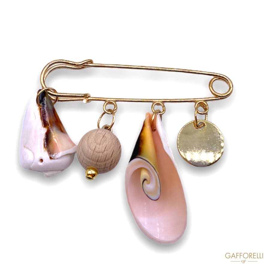 Marine Safety Pins With Shells And Wooden Details G111 -