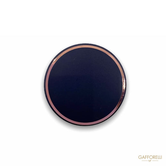 Matte Black Metal Button with Gold Edge B131 - Gafforelli