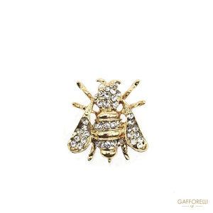 Metal Bee Brooch Decorated With Micro Rhinestones 3.5 Cm -