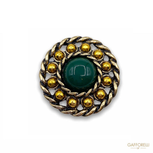 Metal Button with Balls and Colored Central Detail B170