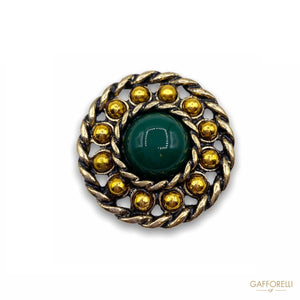 Metal Button With Balls And Colored Central Detail B170 -