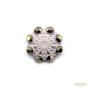 Metal Buttons Enameled Design With Rhinestones - Art. 5366