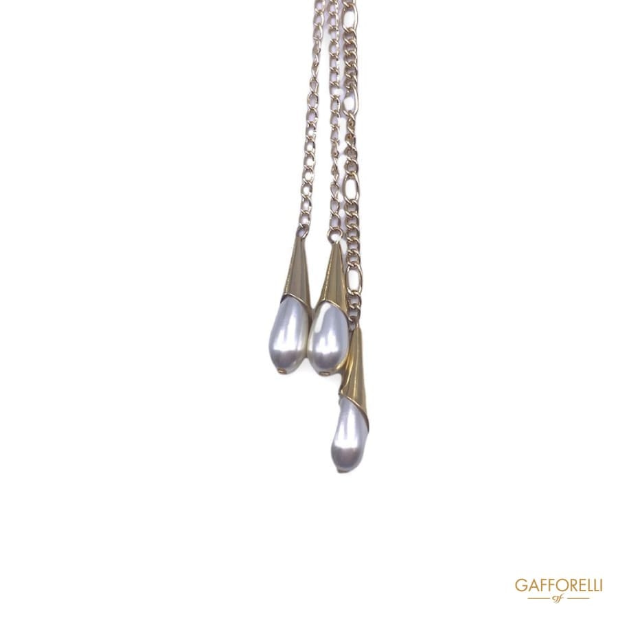 Metal Chain Tassel With Pearls D267 - Gafforelli Srl tassels