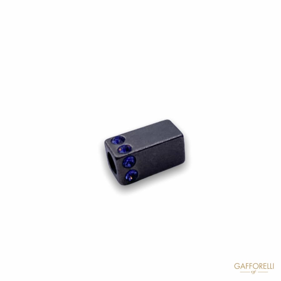 Metal Cord End Square Shape with Rhinestones 5572